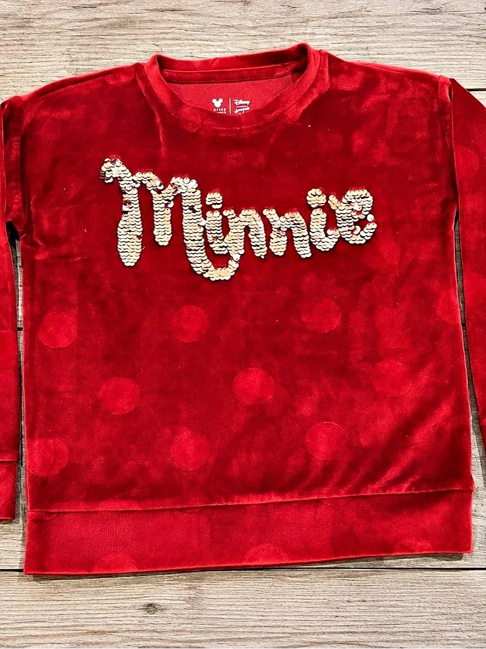 Disney Jumping Beans Girls Polka Dot Velour Sweatshirt Red Like New